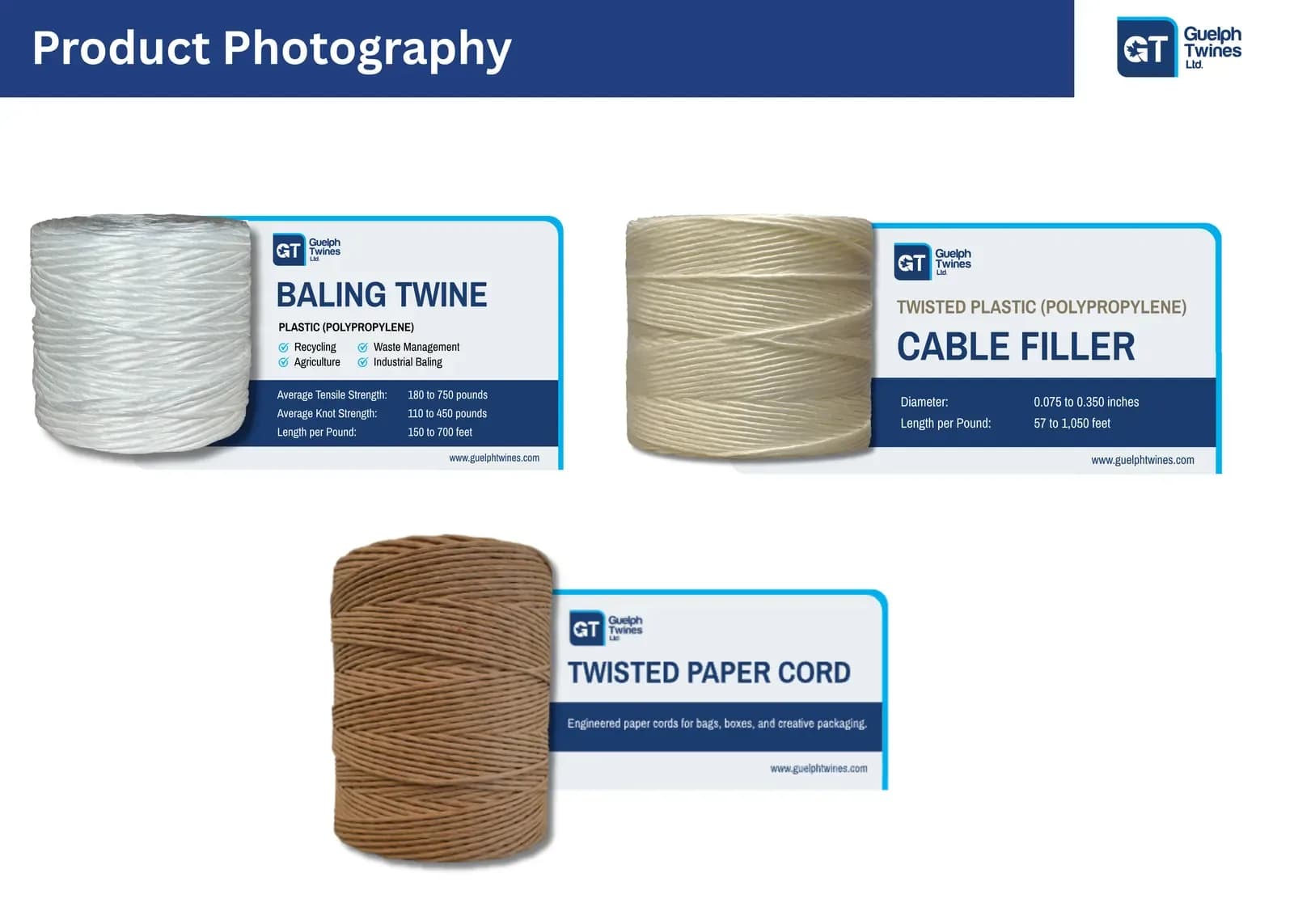 Guelph Twines Ltd. — Product photography